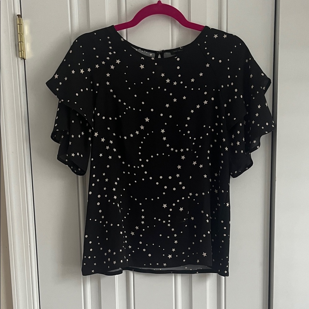 Ann Taylor Black Star Pattern Blouse